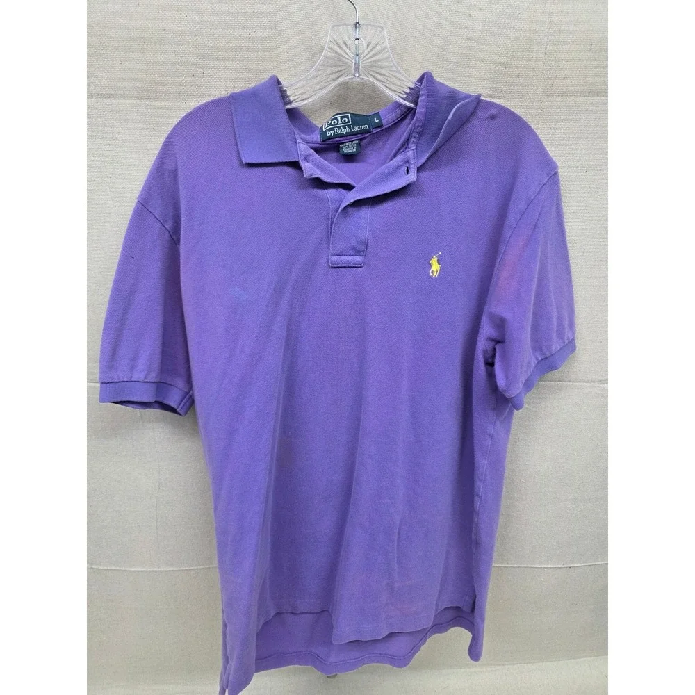 Polo Ralph Lauren‎ Mens L Purple Cotton Pique Short Sleeve Pony Logo Polo Shirt